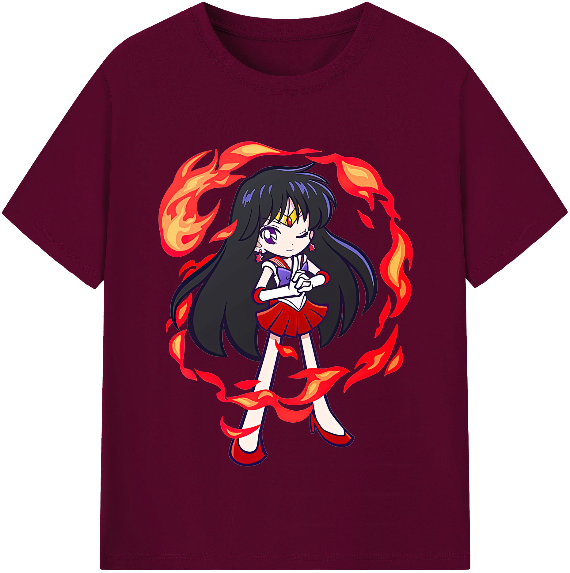 （画像用） 美少女戦士セーラームーン 火野レイ ひの レイ Sailor Moon Hino Rei （セーラーマーズ,Sailor Mars） レディースカジュアルプリントTシャツ（綿100％）